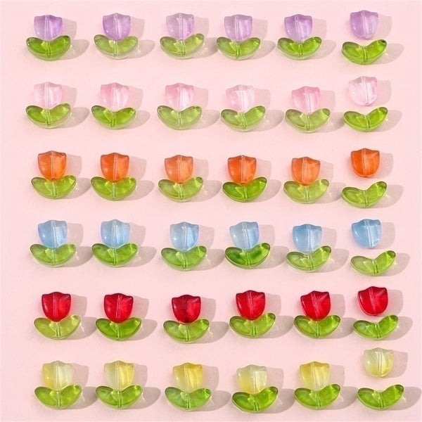 1 Set 14 * 7mm 9*5.5mm Glass Flower Beads