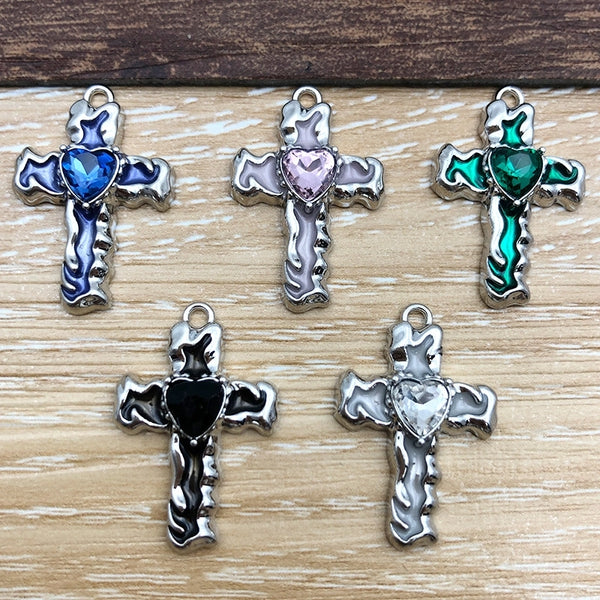 1 Set 19*28mm Alloy Cross Heart Shape Pendant