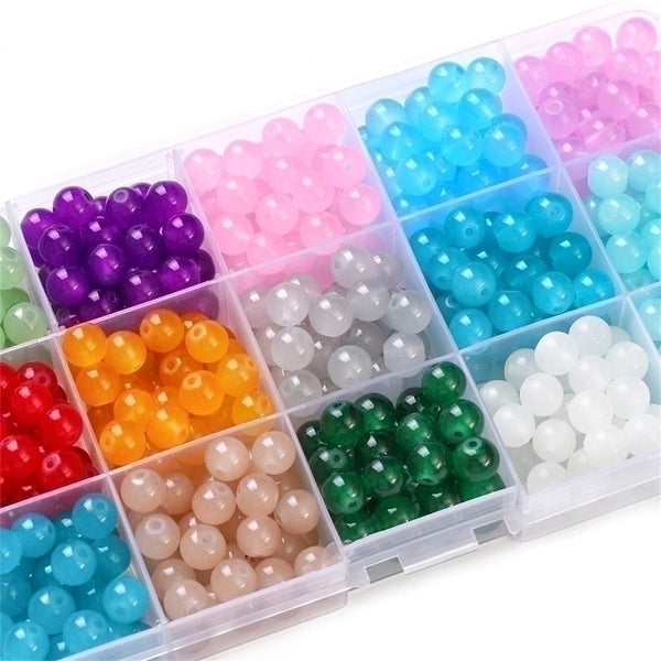 1 Set Diameter 6 Mm Diameter 8mm Hole 1~1.9mm Glass Solid Color Beads