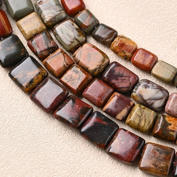 1 Strand/Package 10x10mm 10x8mm 14x10mm Hole 1~1.9mm Natural Stone Picasso Jasper Multicolor Marble Simple Polished Beads