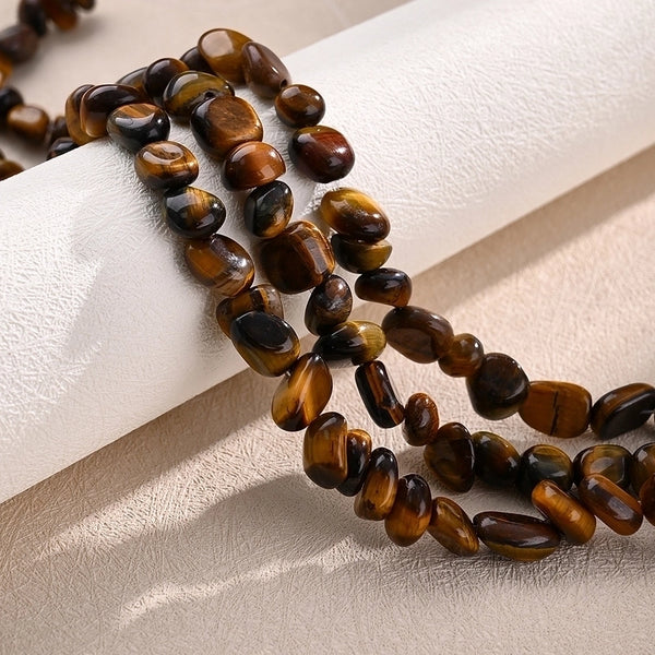 1 Strand/Package 12*8mm Hole 1~1.9mm Natural Stone Tiger Eye Yellow Tiger-Stone White Gold Color [with Sterling Silver Earplug]] Irregular Polished Beads