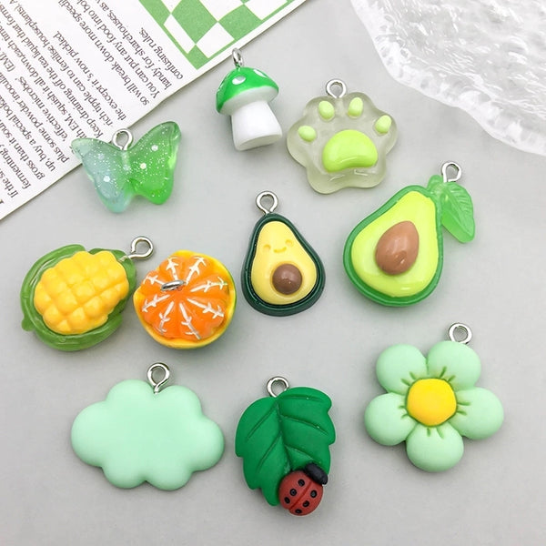 10 Models Per Model 1, 10/Pack Resin Fruit Flower Butterfly Pendant