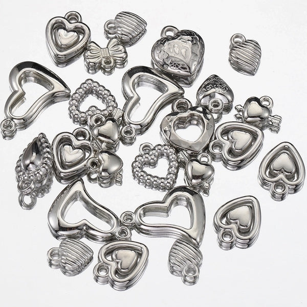 10 PCS/Package 10*12mm 12 * 15mm 22*17mm Hole 2~2.9mm Arylic Heart Shape Polished Pendant