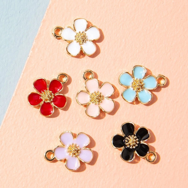 10 PCS/Package 10*13mm Alloy Flower Pendant