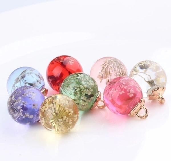 10 PCS/Package 18 * 24mm Resin Glass Ball Flower Pendant