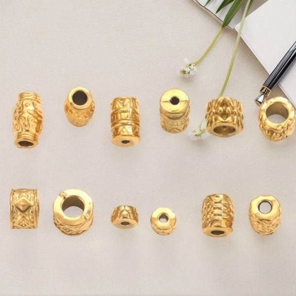 10 PCS/Package 304 Stainless Steel Gold Plated Solid Color Beads