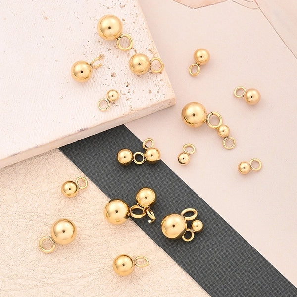 10 Pcs/Package 6x3mm 7x4mm 8x5mm Hole 1~1.9mm Hole 2~2.9mm 304 Stainless Steel 18K Gold Plated Round Simple Solid Color Polished Pendant Earring Findings