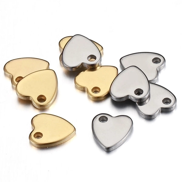 10 PCS/Package 9 * 10mm Hole 2~2.9mm Stainless Steel 18K Gold Plated Heart Shape Polished Pendant