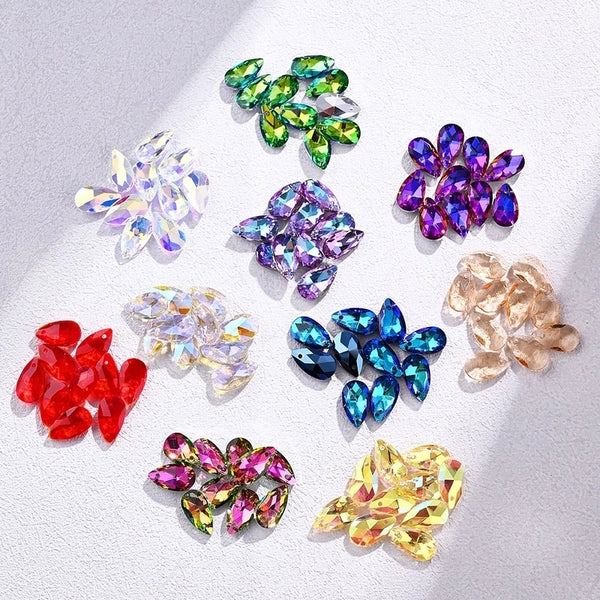 10 PCS/Package 9*16mm Hole 1~1.9mm Glass Electroplate Glass Beads Transparent Glass Beads  Water Droplets Transparent Pendant