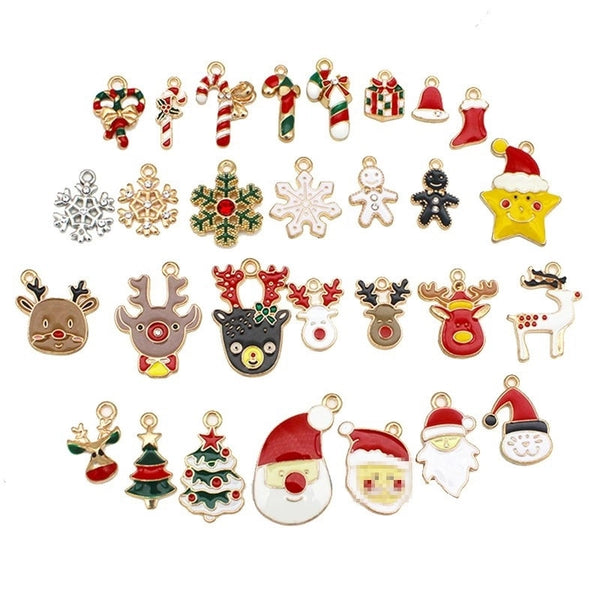 10 PCS/Package Alloy Christmas Tree Santa Claus Star Pendant