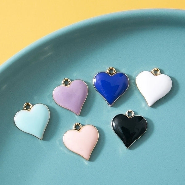 10 PCS/Package Alloy Heart Shape Pendant Simple Style