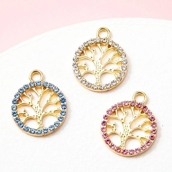 10 PCS/Package Alloy Rhinestones Tree Pendant Simple Style