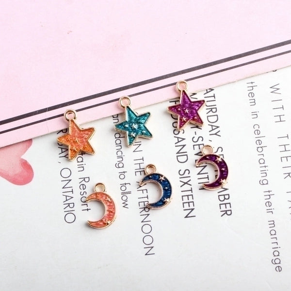 10 PCS/Package Alloy Star Moon Pendant