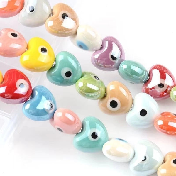 10 PCS/Package Ceramics Heart Shape Beads