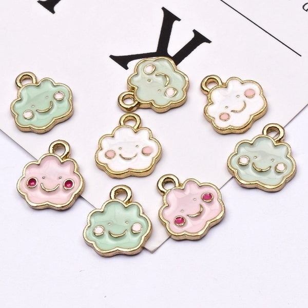 10 Pcs/package Cute Clouds  Face Alloy Enamel Jewelry Accessories