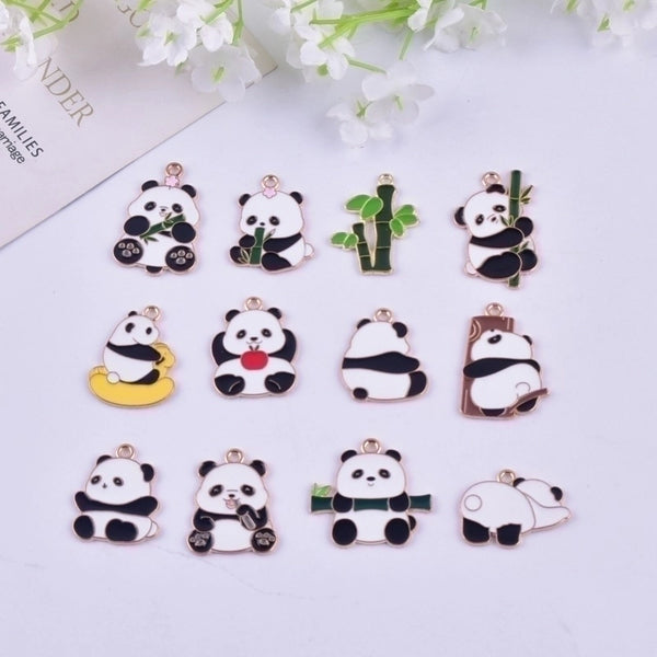 10 Pcs/package Cute Panda Alloy Enamel Jewelry Accessories