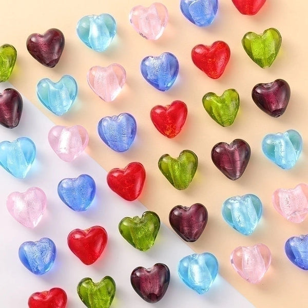 10 PCS/Package Glass Heart Shape Beads