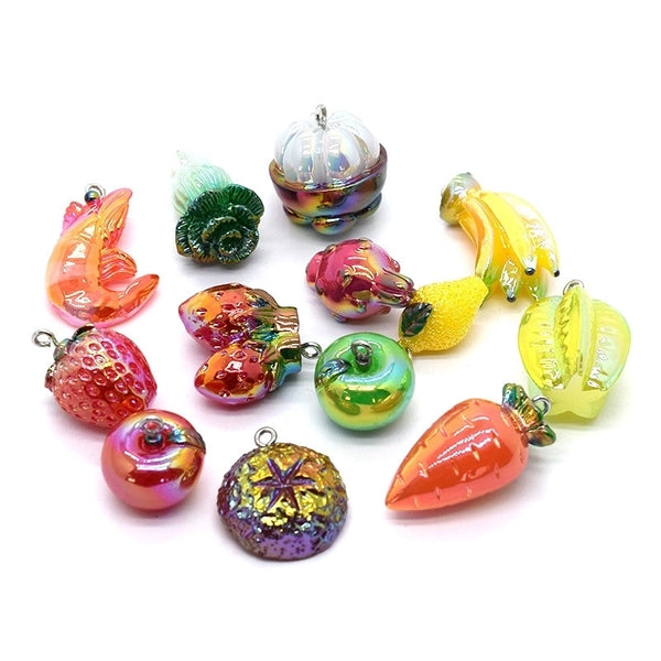 10 PCS/Package Plastic Resin Fruit Pendant