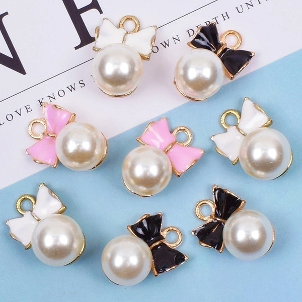 10 Pcs/package Simple Style Bow Knot Alloy Enamel Inlay Jewelry Accessories