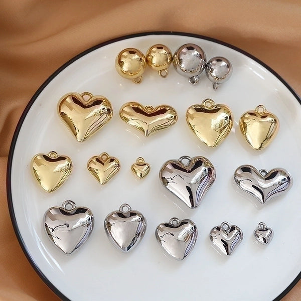 10 Pcs/package Simple Style Heart Shape Resin Plating Jewelry Accessories