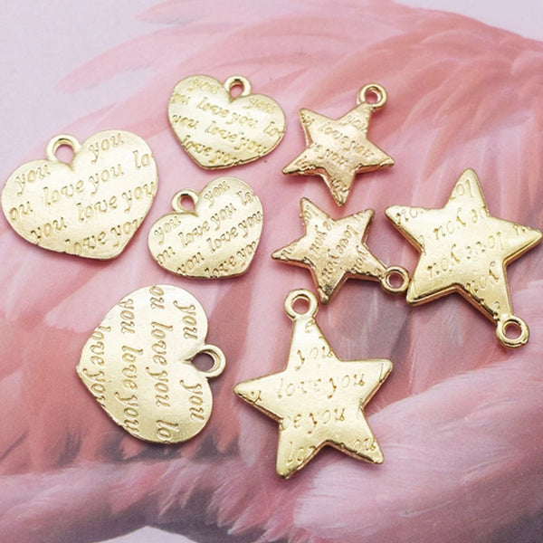 10 Pcs/package Simple Style Love Star Heart Shape Alloy Plating Jewelry Accessories