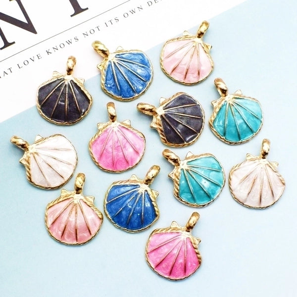 10 Pcs/package Simple Style Shell Alloy Enamel Jewelry Accessories