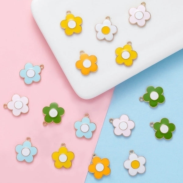 10 Pcs/package Sweet Flower Alloy Enamel Jewelry Accessories