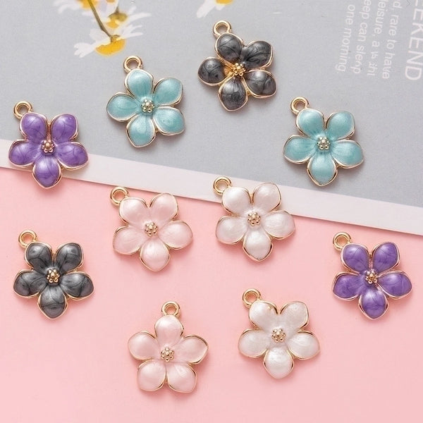 10 Pcs/package Sweet Flower Alloy Enamel Jewelry Accessories