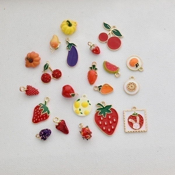 10 Pcs/package Sweet Pumpkin Fruit Alloy Enamel Pendant Jewelry Accessories