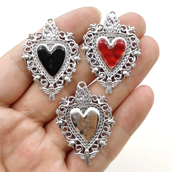 10 Pieces Diameter 4mm Zinc Alloy Heart Shape Pendant