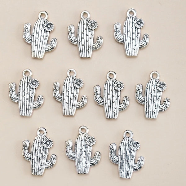 10 Pieces Retro Cactus Alloy Plating Pendant Jewelry Accessories