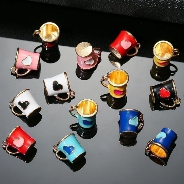 10 Pieces Simple Style Cup Alloy Enamel Pendant Jewelry Accessories