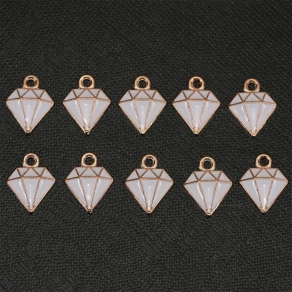 10 Pieces Simple Style Diamonds Alloy Enamel Pendant Jewelry Accessories