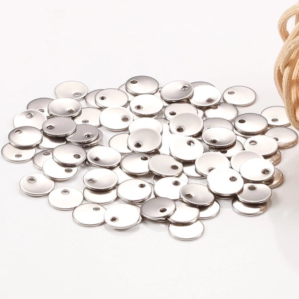 100 PCS/Package Diameter 6 Mm Diameter 8mm Stainless Steel Solid Color Polished Pendant