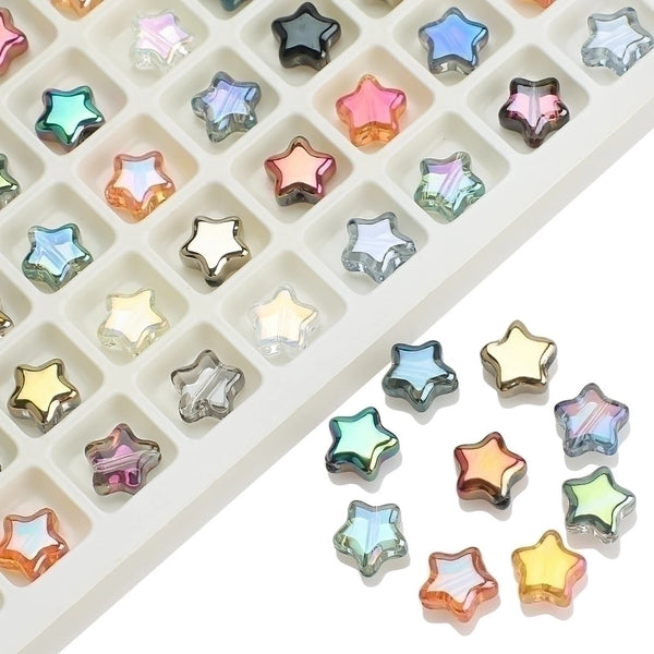 100 PCS/Package Diameter 8mm Hole 1~1.9mm Glass Star Beads