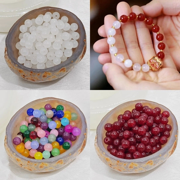 100 PCS/Package Glass Glass Round Beads