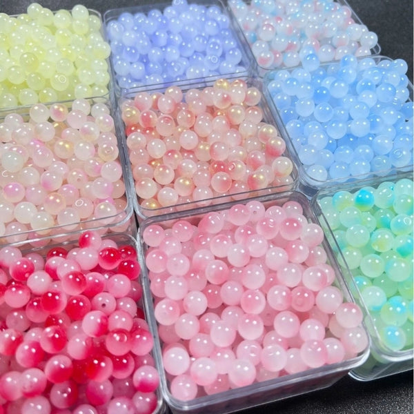 100 PCS/Package Glass Solid Color Beads