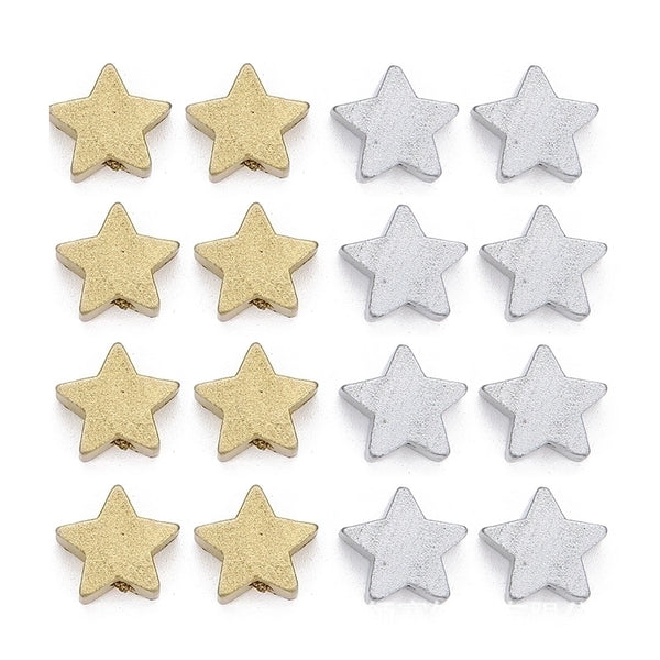 100 Pieces Wood Star Beads