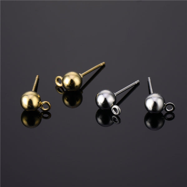 Korean Women Round Electroplating Stud Earrings