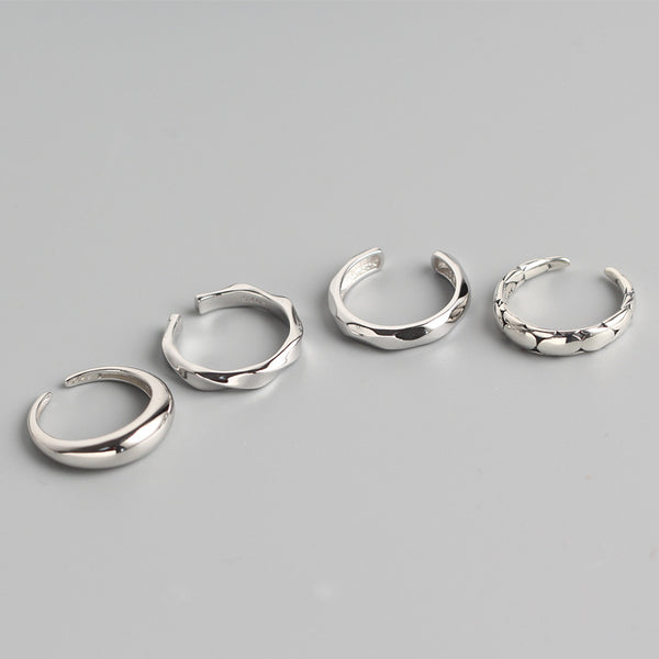 925 Sterling Silver Minimalist Women Geometric Silver Polishing Rings