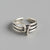 925 Sterling Silver Retro Women Vintage Stripe Geometric Silver Distressing Rings