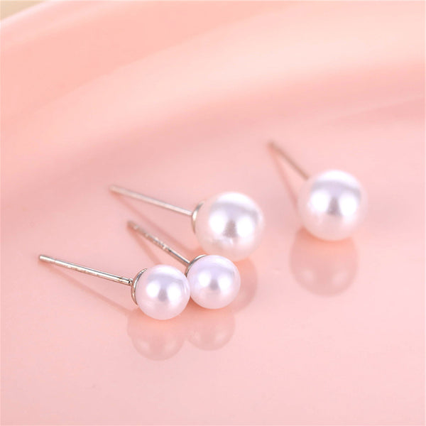 Korean Women Droplet Pearl Stud Earrings