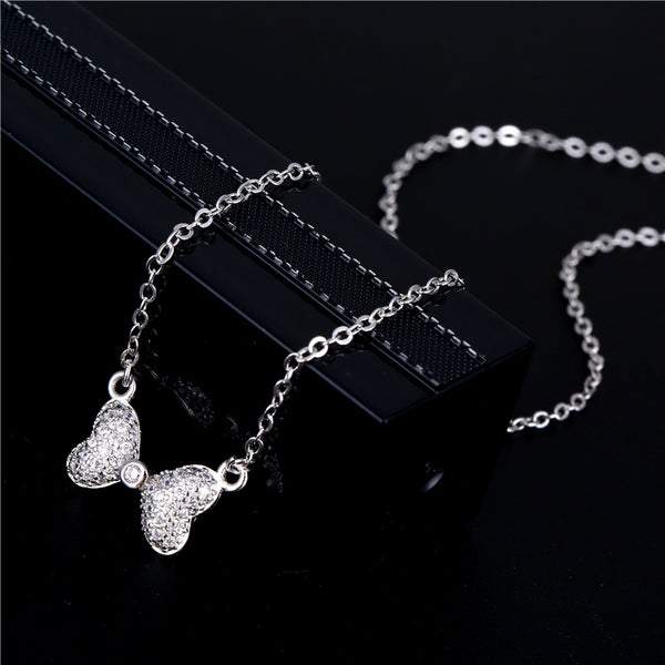 Women Fashion Bowknot Silver Electroplating Necklaces