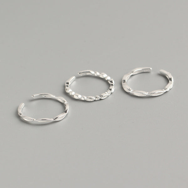 925 Sterling Silver Women Korean Wave Silver Polishing Rings