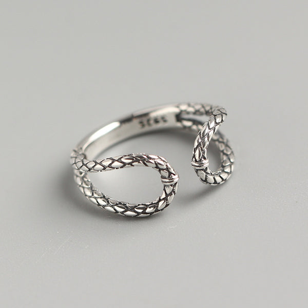 925 Sterling Silver Niche Women Stripe Silver Distressing Rings