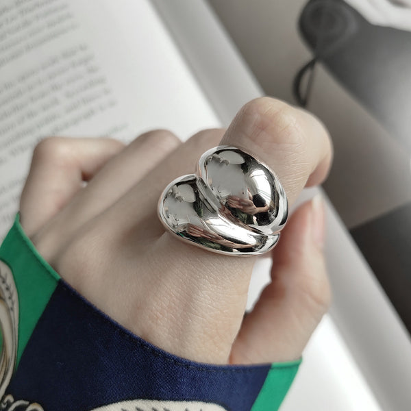 925 Sterling Silver Women Mobius Heart Silver Silver Plating Rings