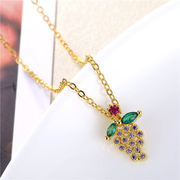 Women Minimalist Geometric Metal Grape Silver Electroplating Necklaces