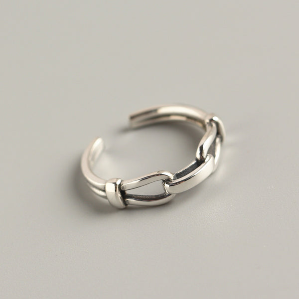 925 Sterling Silver Women Korean Geometric Geometric Silver Polishing Rings