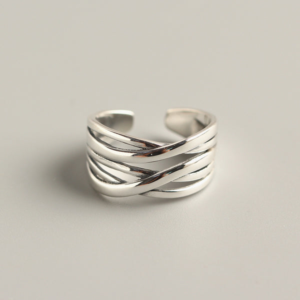 925 Sterling Silver Versatile Women Circle Silver Distressing Rings