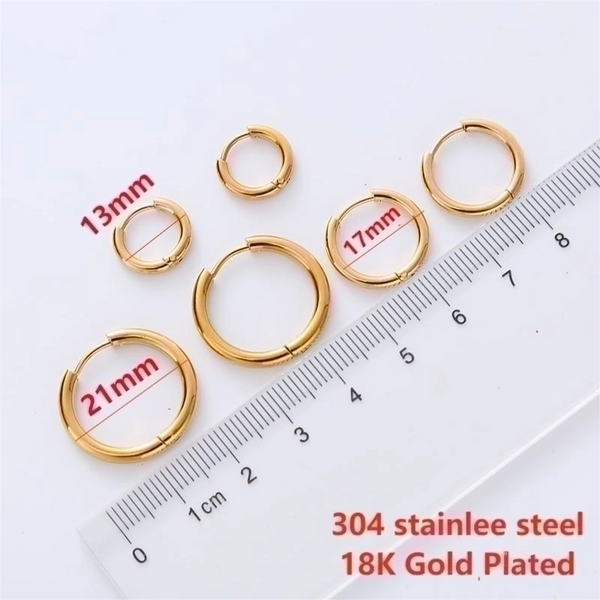 12 Pairs Simple Style Circle Plating Stainless Steel 18k Gold Plated Earrings